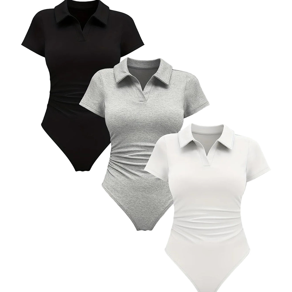 Women's 3pcs Collared Bodysuit